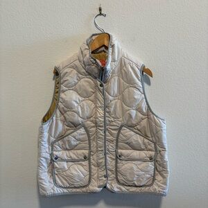 J. Crew Signature Puffer Ivory Zip Vest Primaloft recycled water repellent